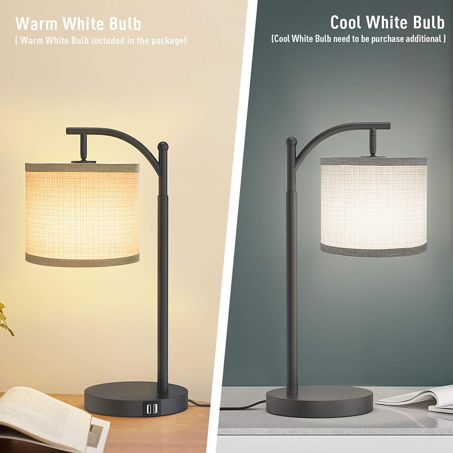 Touch Control Dimmable Table Lamp, 3 Level Brightness Bedside Table Lamp, Bedroom lamp with USB Port and 90 Degree Vertical 180 Degree Horizonal 330 Degree Rotation Flexible Head, 5W Bulb Included