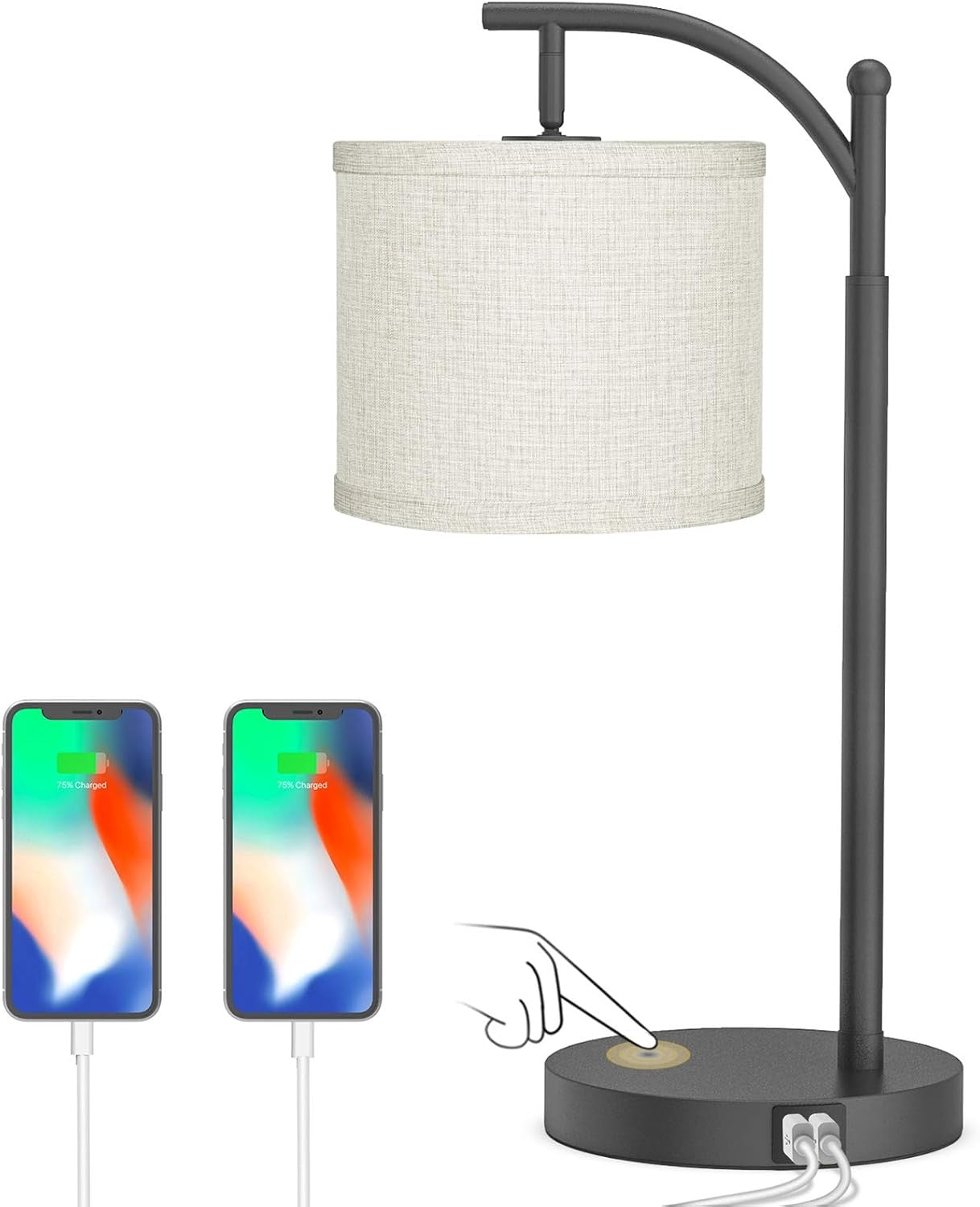 Touch Control Dimmable Table Lamp, 3 Level Brightness Bedside Table Lamp, Bedroom lamp with USB Port and 90 Degree Vertical 180 Degree Horizonal 330 Degree Rotation Flexible Head, 5W Bulb Included