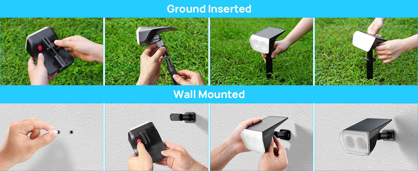 2 Pack-Consciot Solar Spot Lights Outdoor Waterproof, 24 LED Dusk-to-Dawn Solar Outdoor Lights, 2 in 1 Adjustable Wall Lights, Daylight Solar Landscape Spotlights for Garden Yard Wall Walkway,