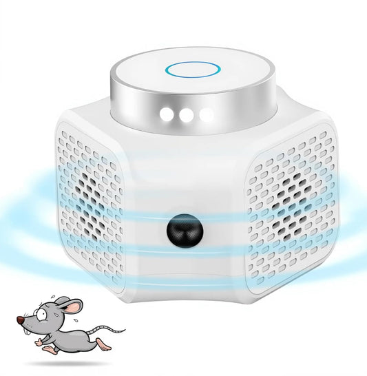 Ultrasonic Pest Repeller Squirrel Repellent, 4 in 1 Rodent Repellent Plug-in Mouse Deterrent Emits Ultrasound Waves and LED Strobe Lights Indoor Use