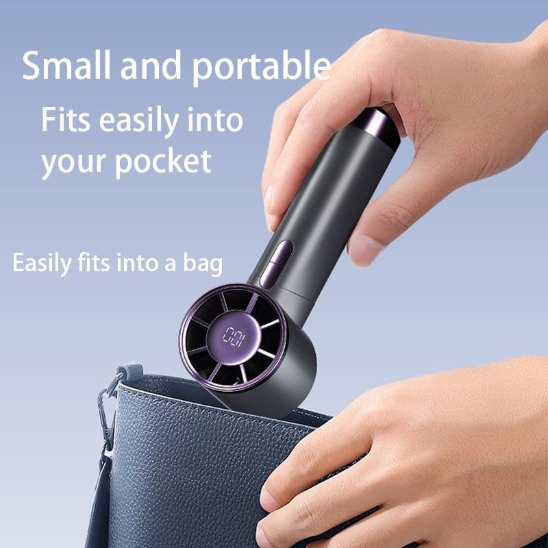 Portable Hand Fan Rechargeable Bladeless Personal Highspeed Long-lasting Handheld Fan Electric USB Fan Outdoor Summer(Black 3000mAh)