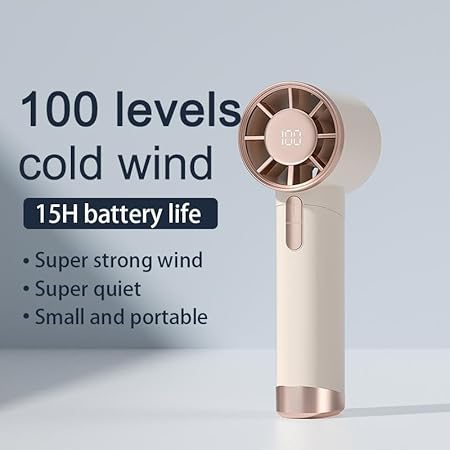 Portable Hand Fan Rechargeable Bladeless Personal Highspeed Long-lasting Handheld Fan Electric USB Fan Outdoor Summer(Black 3000mAh)