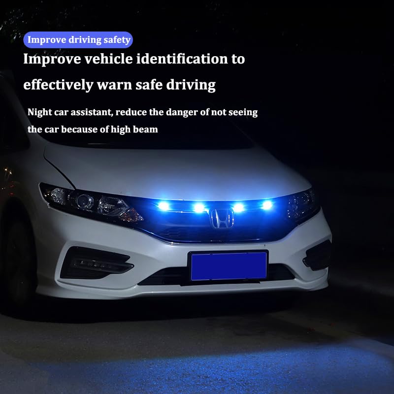 4pcs 64 Colors LED Grille Lights Led Lights Kits Center Grid Decorative Lights Front Bumper Grid Mesh Mounted Grille Lighting