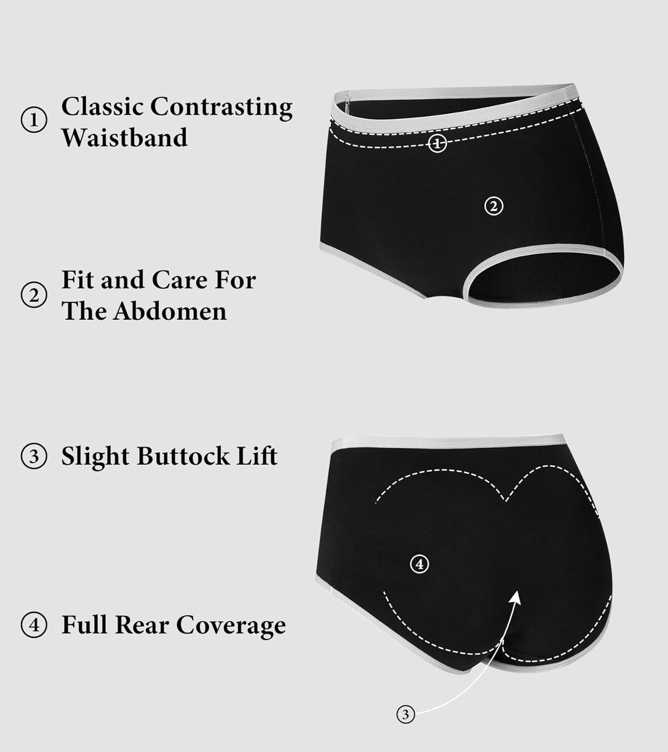 XL 6pcs-Womens High Waist Cotton Underwear Stretch Full Coverage Briefs Soft Comfy Ladies Panties Multipack