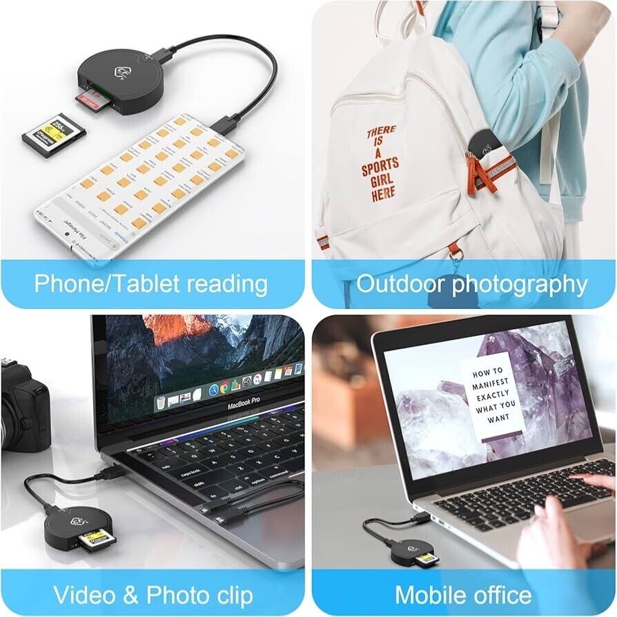 SD Card Reader for iPhone iPad Camera,Dual Card Slot Memory Card Reader Supports SD and TF Card Trail Camera Viewer Sd Card Adapter Portable Micro Sd Card Reader No Application Required Plug and Play