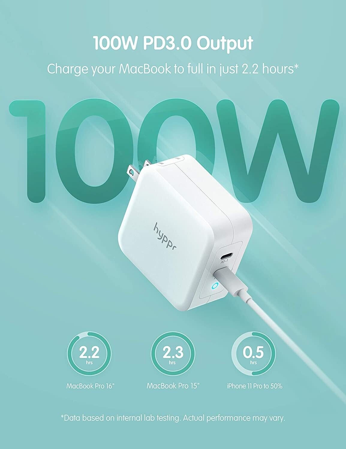 电缆 4 英尺 PD 充电器 hyppr 100W USB C 充电器 Macbook 快速 Type C 壁式充电器
