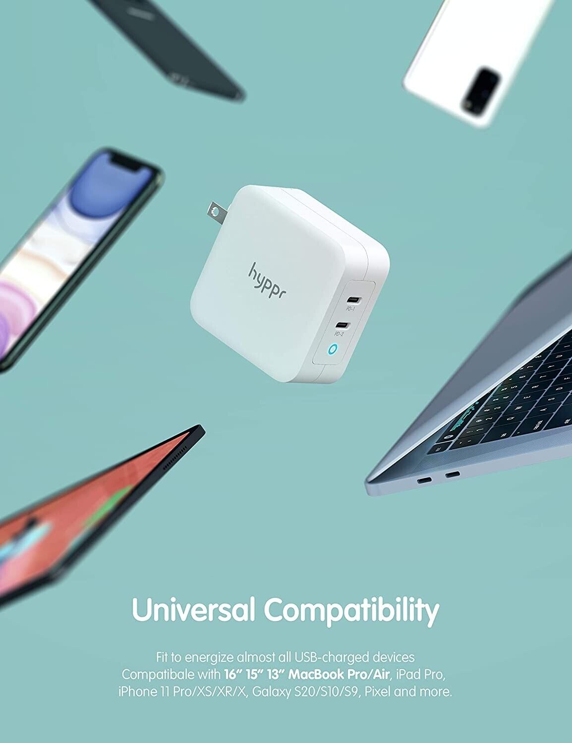 电缆 4 英尺 PD 充电器 hyppr 100W USB C 充电器 Macbook 快速 Type C 壁式充电器