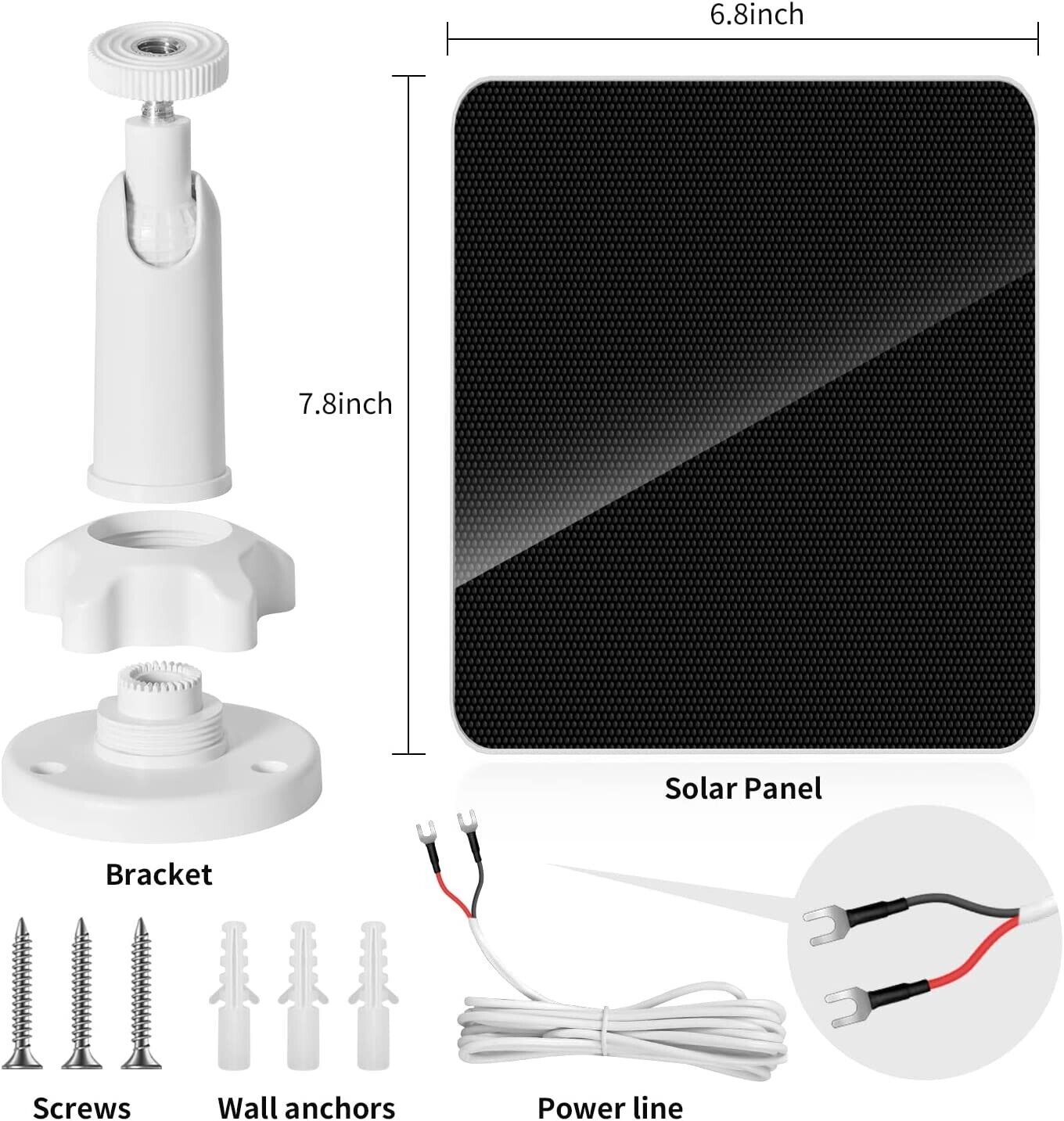 Solar Panel -10ft cable. 7W 5V Solar Panel for Ring Video Doorbell 3/3+/4. ETC.