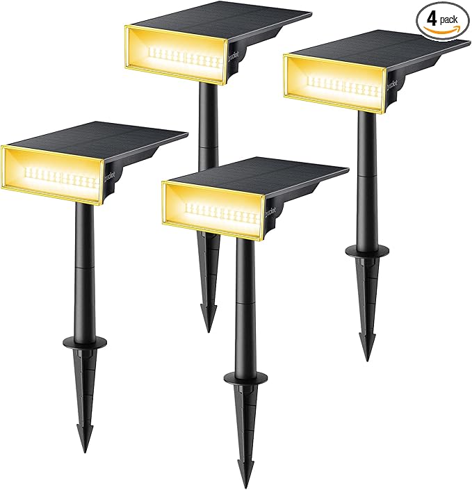 4 Pack-Consciot Solar Spot Lights, Outdoor 3000K Warm White, IP65 Waterproof, Landscape Lights for Yard & Tree House,