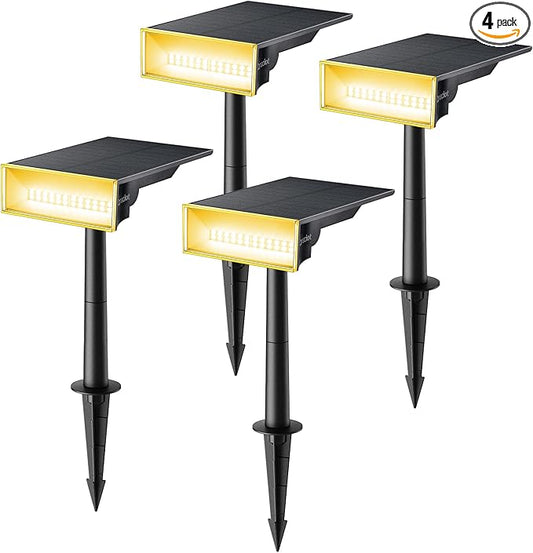 4 Pack-Consciot Solar Spot Lights, Outdoor 3000K Warm White, IP65 Waterproof, Landscape Lights for Yard & Tree House,