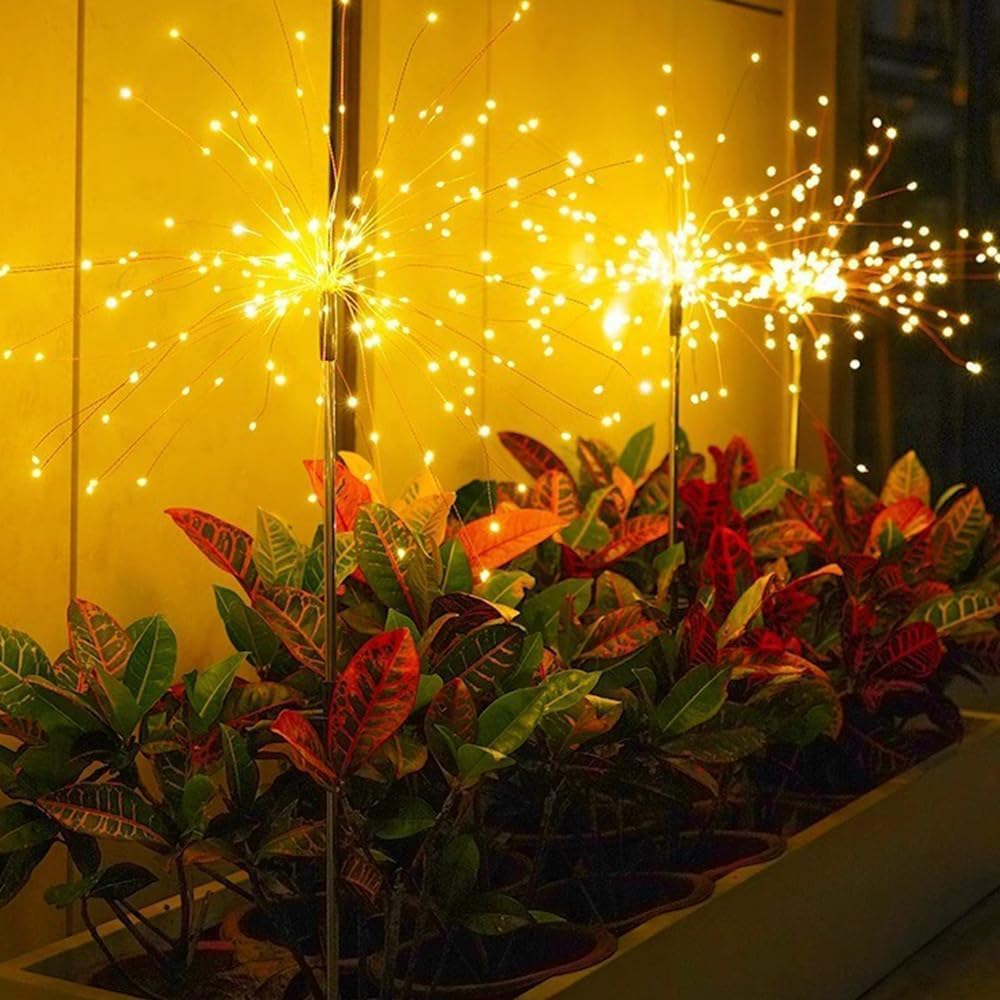 Garden Lights Outdoor,Waterproof Garden, 4pcs Twinkling Firework Lights Decorative with 8 Modes,Decor for Yard Patio Pathway Lawn for Yard Outside Fairy Decorative