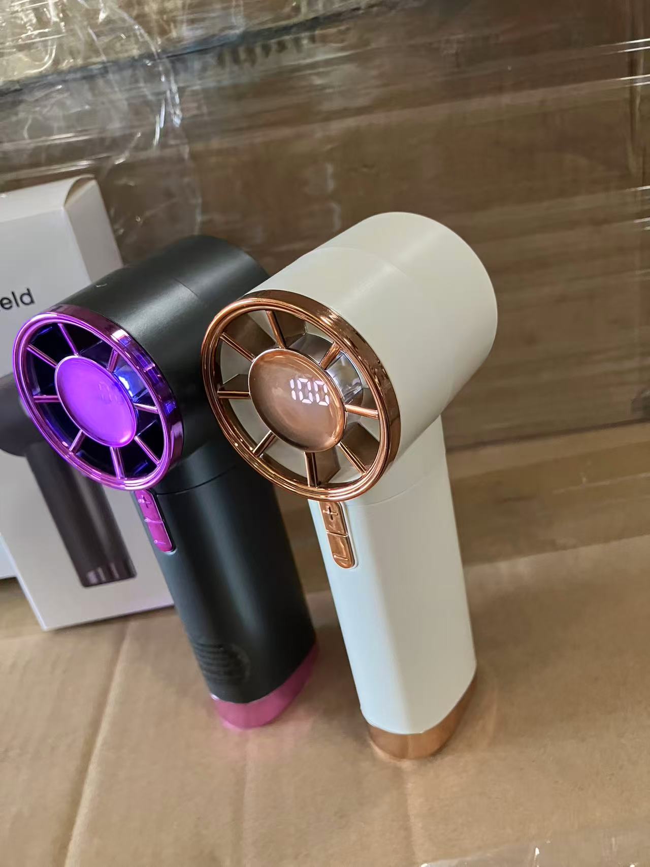 Portable Hand Fan Rechargeable Bladeless Personal Highspeed Long-lasting Handheld Fan Electric USB Fan Outdoor Summer(Black 3000mAh)
