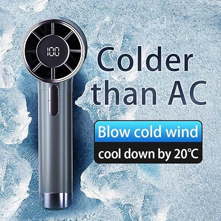 Portable Hand Fan Rechargeable Bladeless Personal Highspeed Long-lasting Handheld Fan Electric USB Fan Outdoor Summer(Black 3000mAh)