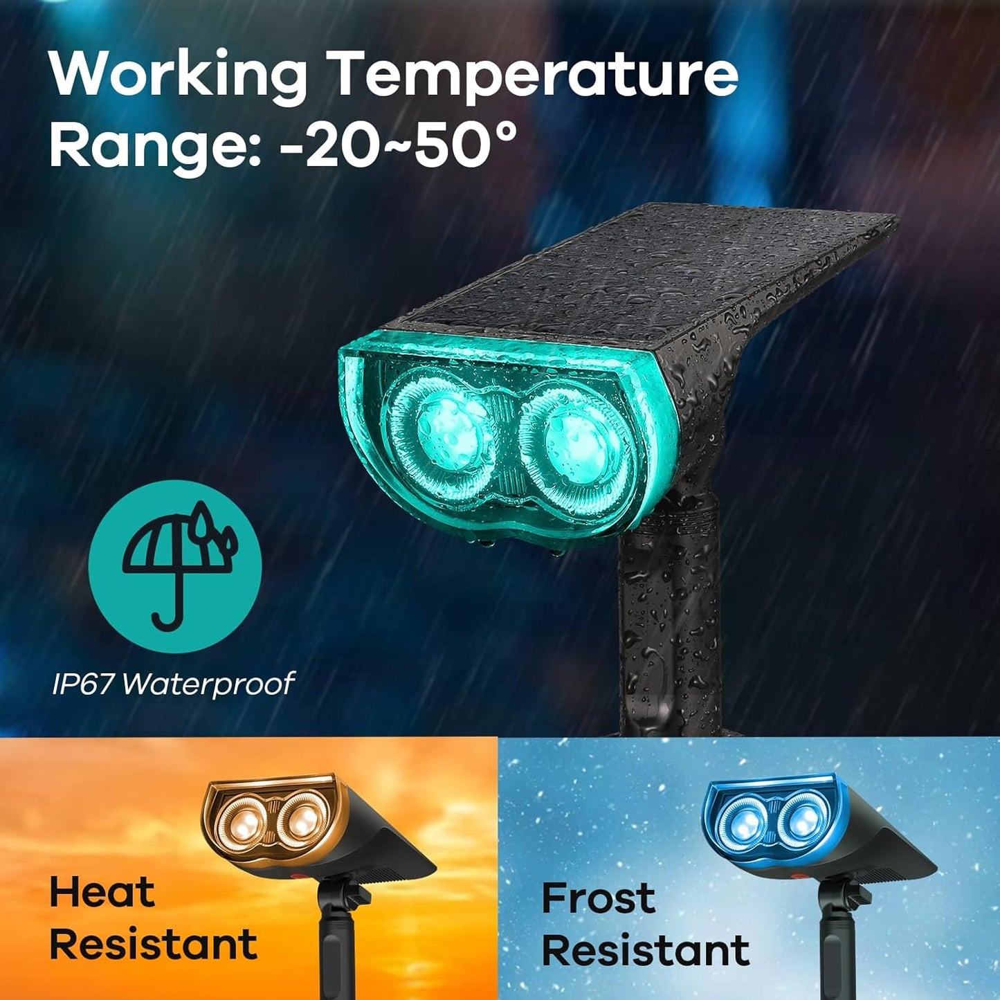 6-pack Consciot Solar Lights Outdoor Waterproof, Halloween Color Changing Spotlights with 7 Modes