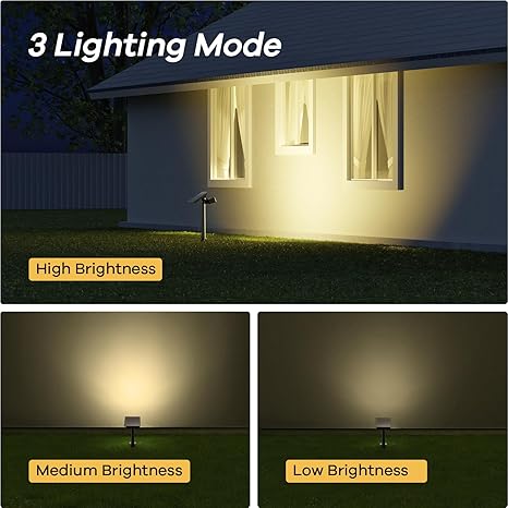 4 Pack-Consciot Warm White Solar Spot Lights Outdoor,Dusk-to-Dawn 600LM 360°Adjustable Solar Landscape Spotlights with IP65 Waterproof Solar Lights Outdoor,3 Brightness for Garden Yard Doorway Lawn, 4 Pack Visit the Consciot Store