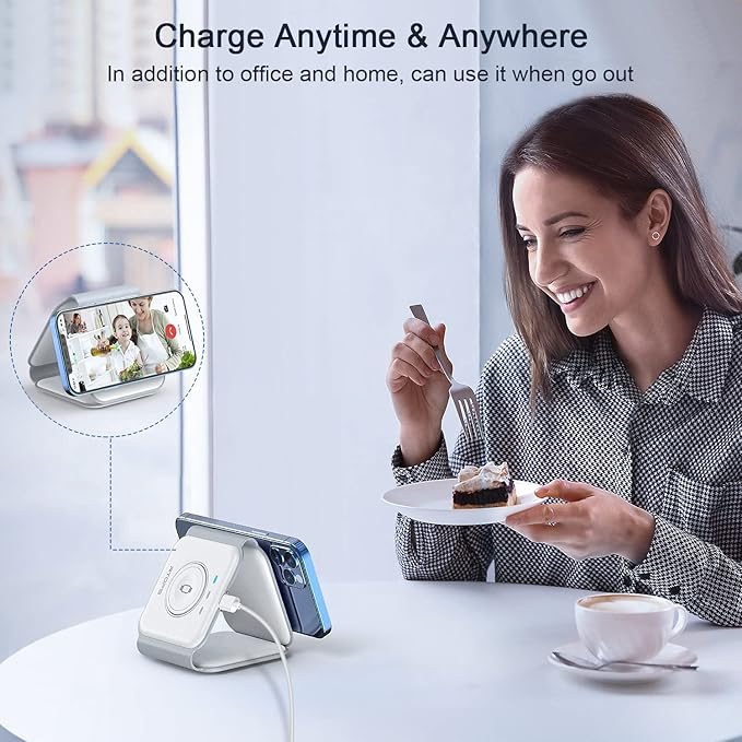 Wireless Charger 3 in 1,RTOPS Magnetic Traval Wireless Charging Station Multiple Devices,GaN 3 in 1 Charging Station,Compatible