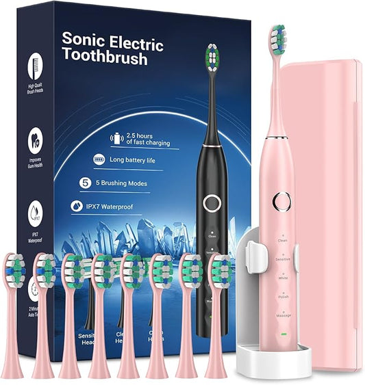 Rtauys S5 Upgraded Sonic Electric Toothbrush for Adults with 8 Brush Heads