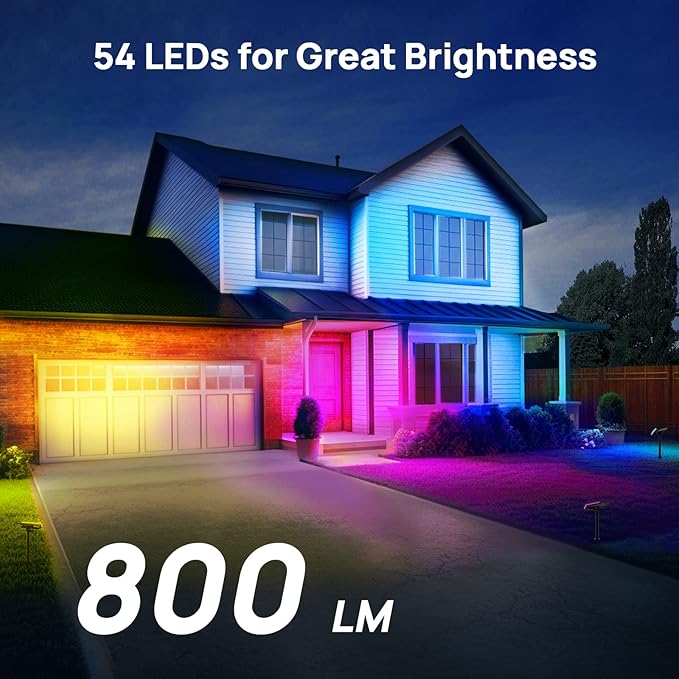 6 Pack-Consciot Solar Spot Lights, 54 LEDs 7 Multicolor Changing, Solar Spotlights Waterproof IP67, Outdoor Spotlights for Yard Garden Landscape
