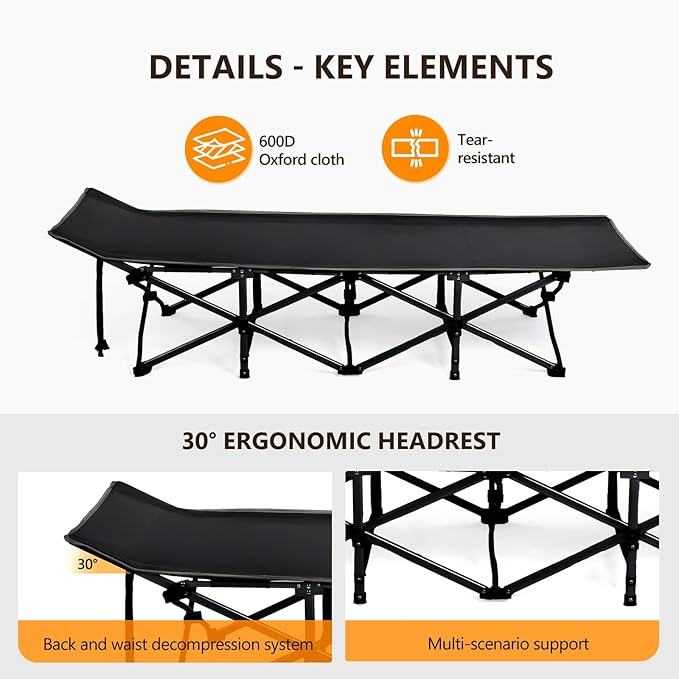 Folding Camping Cot Bed,Camping Cots for Adults with Mattress