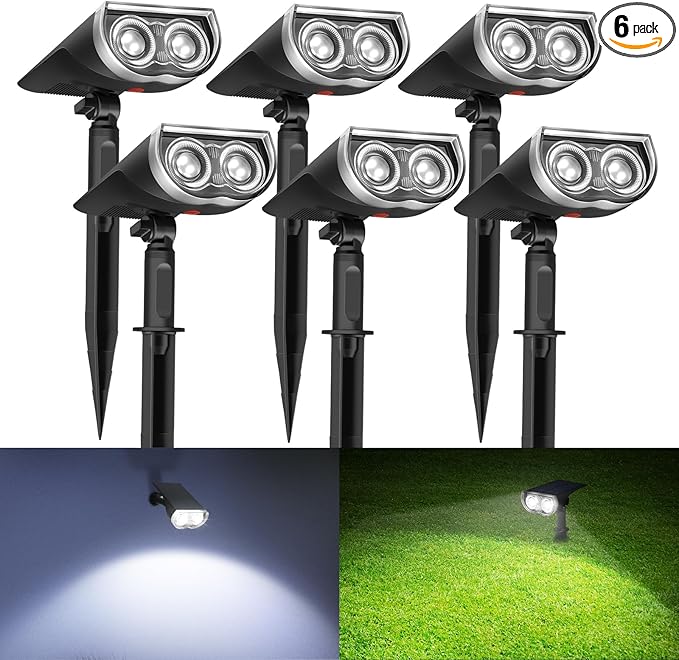 6 Pack- Consciot Halloween Solar Spot Lights Outdoor, IP67 Waterproof 2-in-1 Solar Outdoor Lights