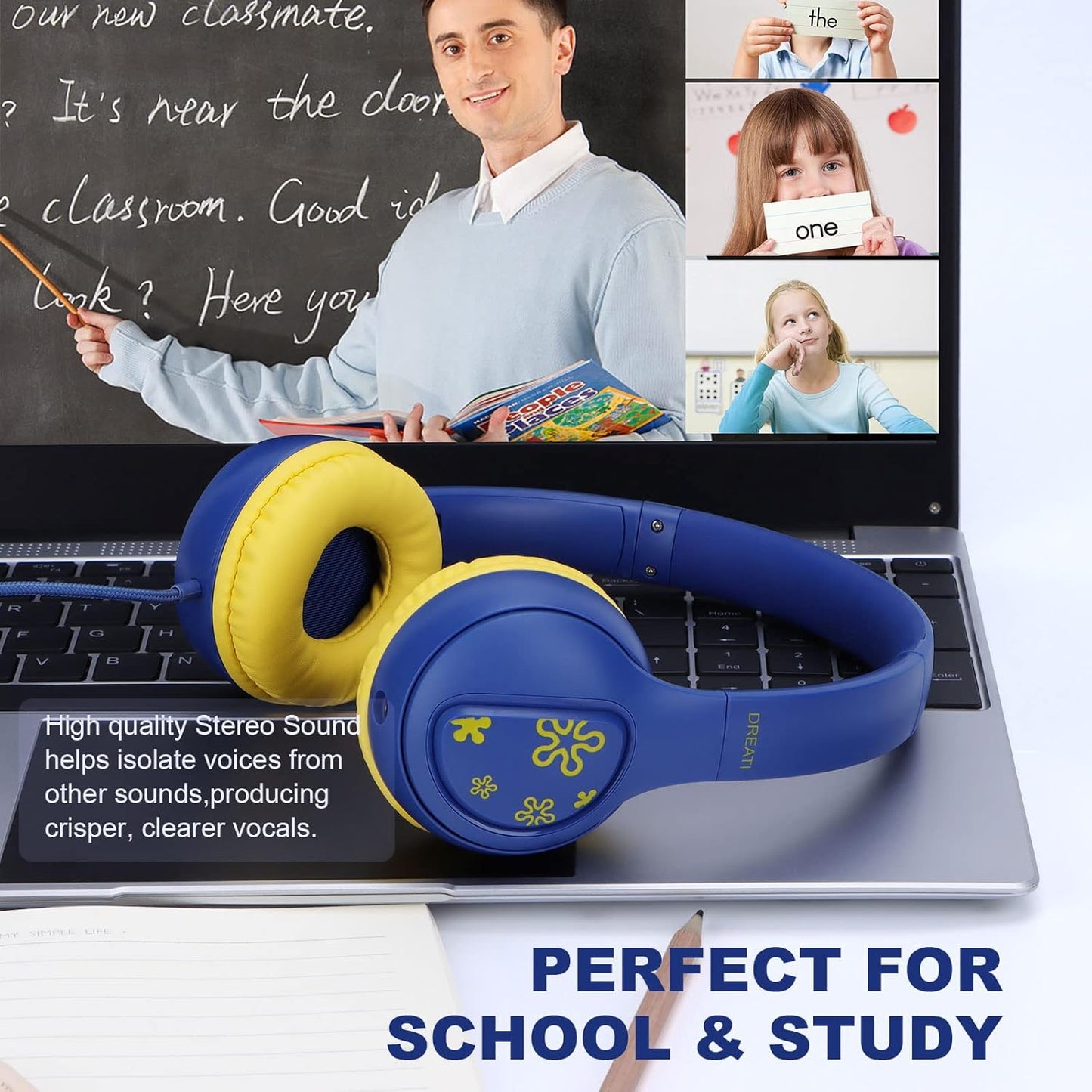 Headphones ,85/94db Volume Limiter Boys Girls On Earphones Wired with Microphone,Kids Head Phones with Audio Sharing for iPad/Kindle/PC/Laptop/School(Green)