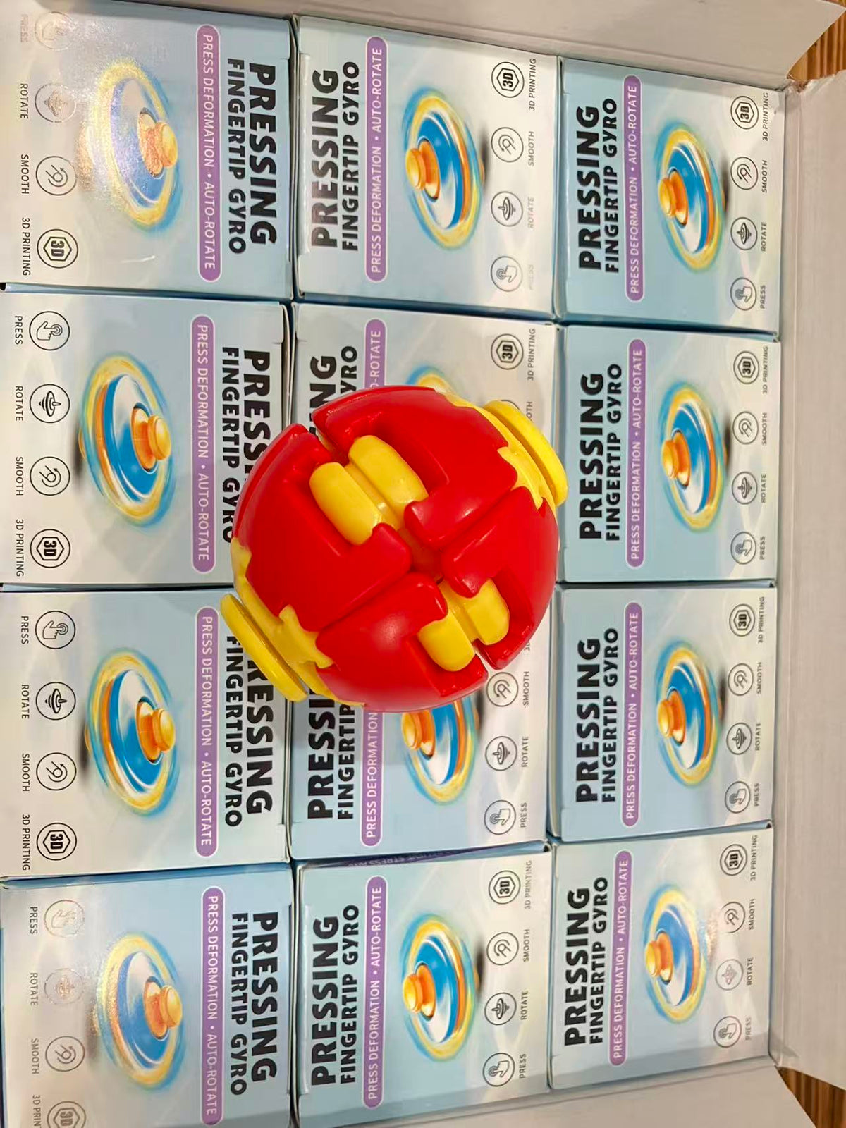 12 Pack Press to Spin Fidget Balls, 3D Printed Fidget Spinner Stress Balls