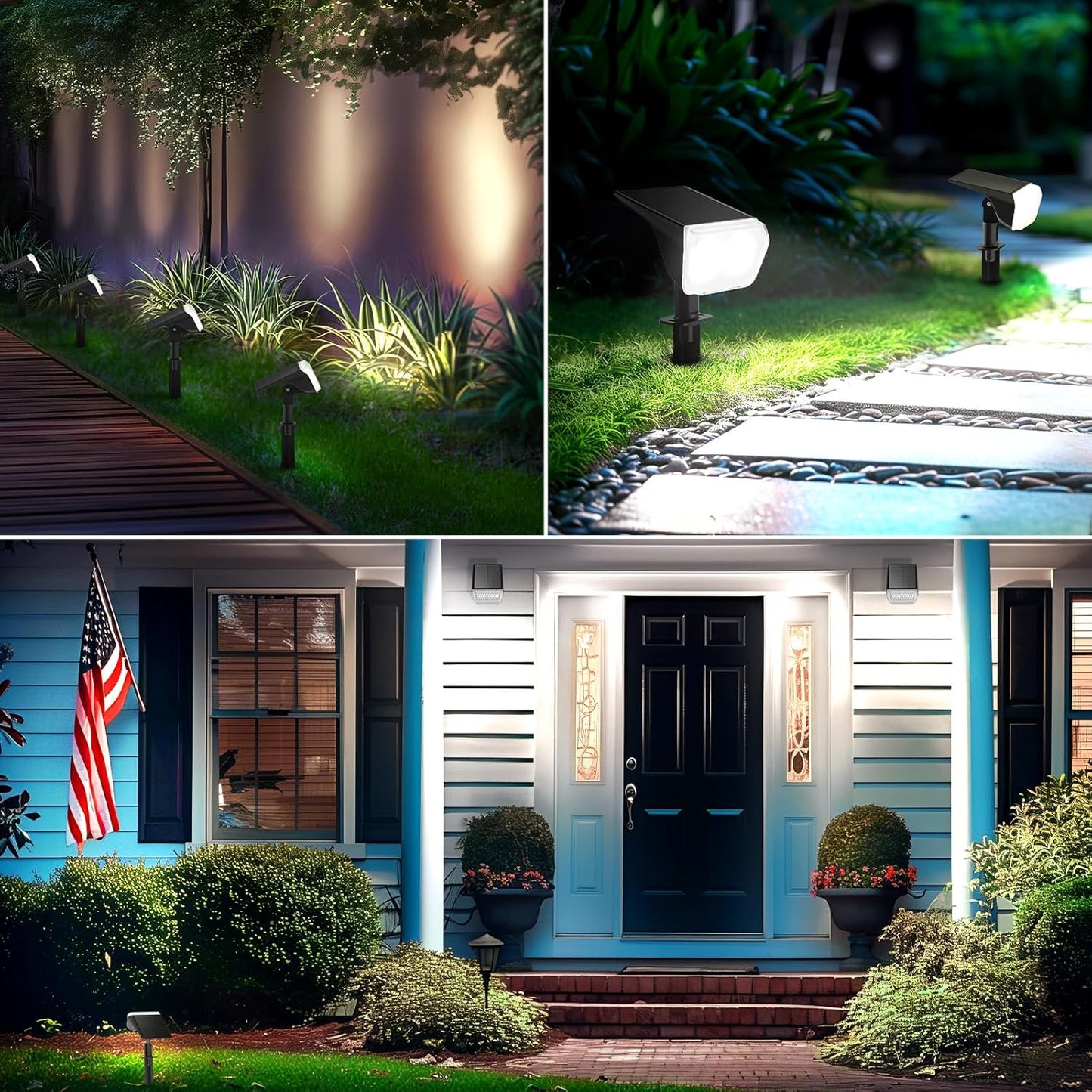 6 Pack-Consciot Solar Spot Lights Outdoor Waterproof, 24 LED Dusk-to-Dawn Solar Outdoor Lights, 2 in 1 Adjustable Wall Lights, Daylight Solar Landscape Spotlights for Garden Yard Wall Walkway,