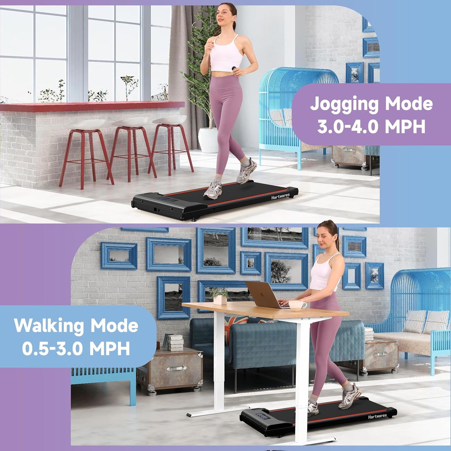 Walking Pad Under Desk Treadmill, Portable Mini Treadmill for Home/Office/Small Spaces
