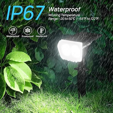 4 Pack Consciot Solar Spot Lights Outdoor Waterproof, 24 LED Dusk-to-Dawn Solar Outdoor Lights, 2 in 1 Adjustable Wall Lights, Daylight Solar Landscape Spotlights for Garden Yard Wall Walkway,