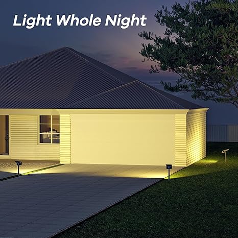 4 Pack-Consciot Warm White Solar Spot Lights Outdoor,Dusk-to-Dawn 600LM 360°Adjustable Solar Landscape Spotlights with IP65 Waterproof Solar Lights Outdoor,3 Brightness for Garden Yard Doorway Lawn, 4 Pack Visit the Consciot Store