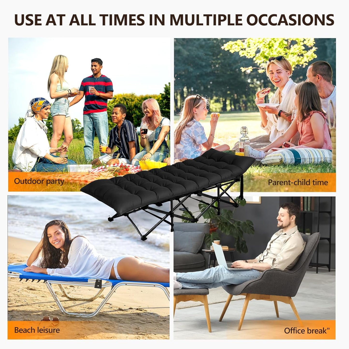 Folding Camping Cot Bed,Camping Cots for Adults with Mattress