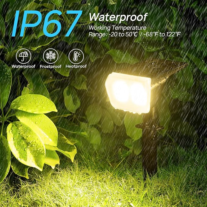 6 pack-Consciot Solar Spot Lights Outdoor Waterproof, 24 LED Dusk-to-Dawn Solar Spotlight, 2 in 1 Adjustable Wall Lights, Warm White Solar Landscape Spotlights for Garden Yard Wall Walkway, 6 Pack