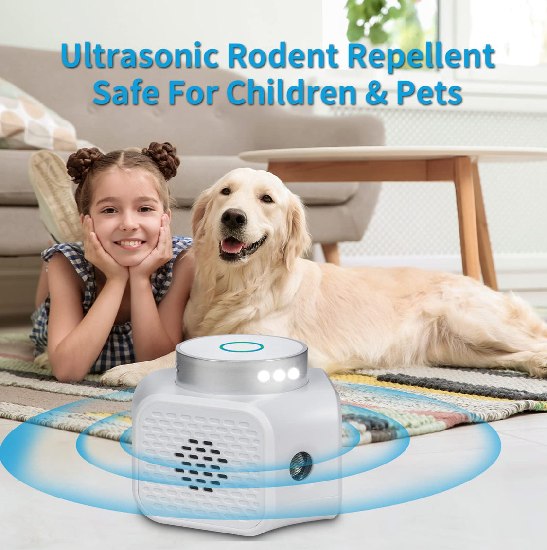 Ultrasonic Pest Repeller Squirrel Repellent, 4 in 1 Rodent Repellent Plug-in Mouse Deterrent Emits Ultrasound Waves and LED Strobe Lights Indoor Use