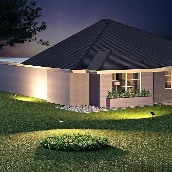 4 Pack-Consciot Solar Spot Lights, Outdoor 3000K Warm White, IP65 Waterproof, Landscape Lights for Yard & Tree House,