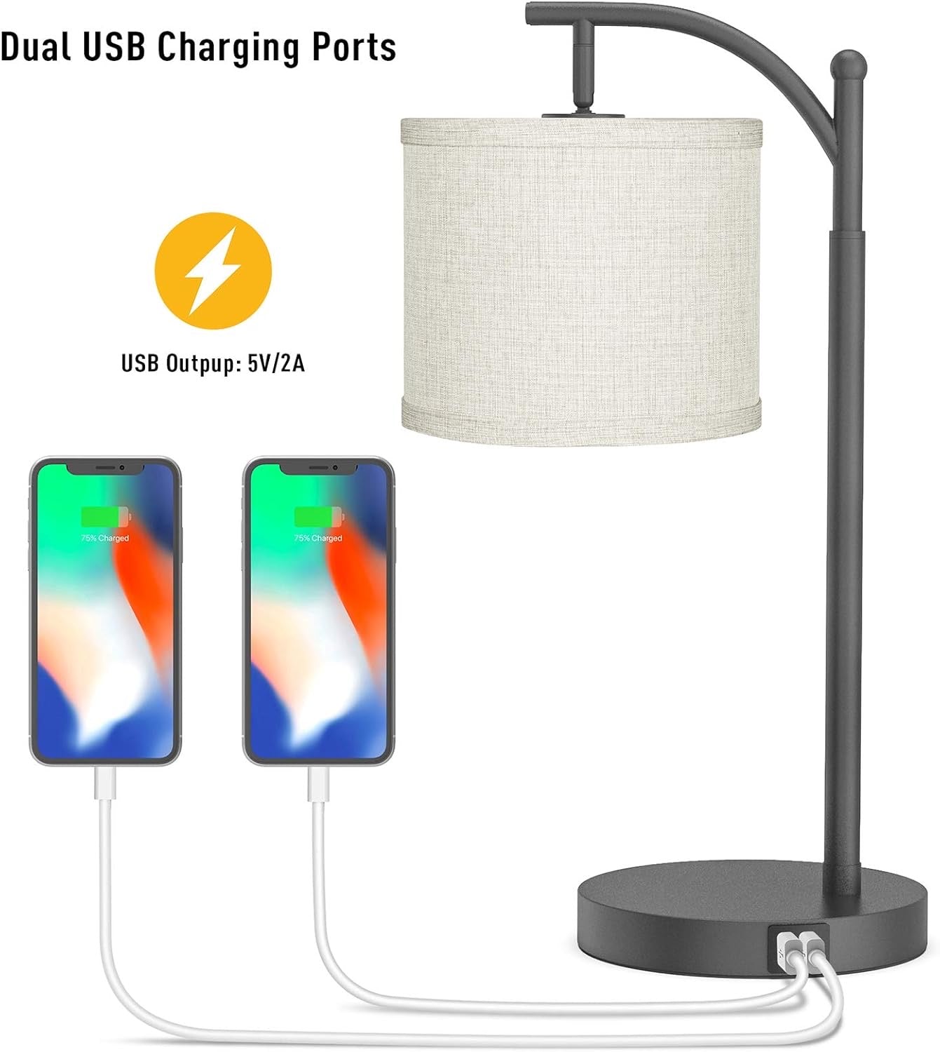 Touch Control Dimmable Table Lamp, 3 Level Brightness Bedside Table Lamp, Bedroom lamp with USB Port and 90 Degree Vertical 180 Degree Horizonal 330 Degree Rotation Flexible Head, 5W Bulb Included