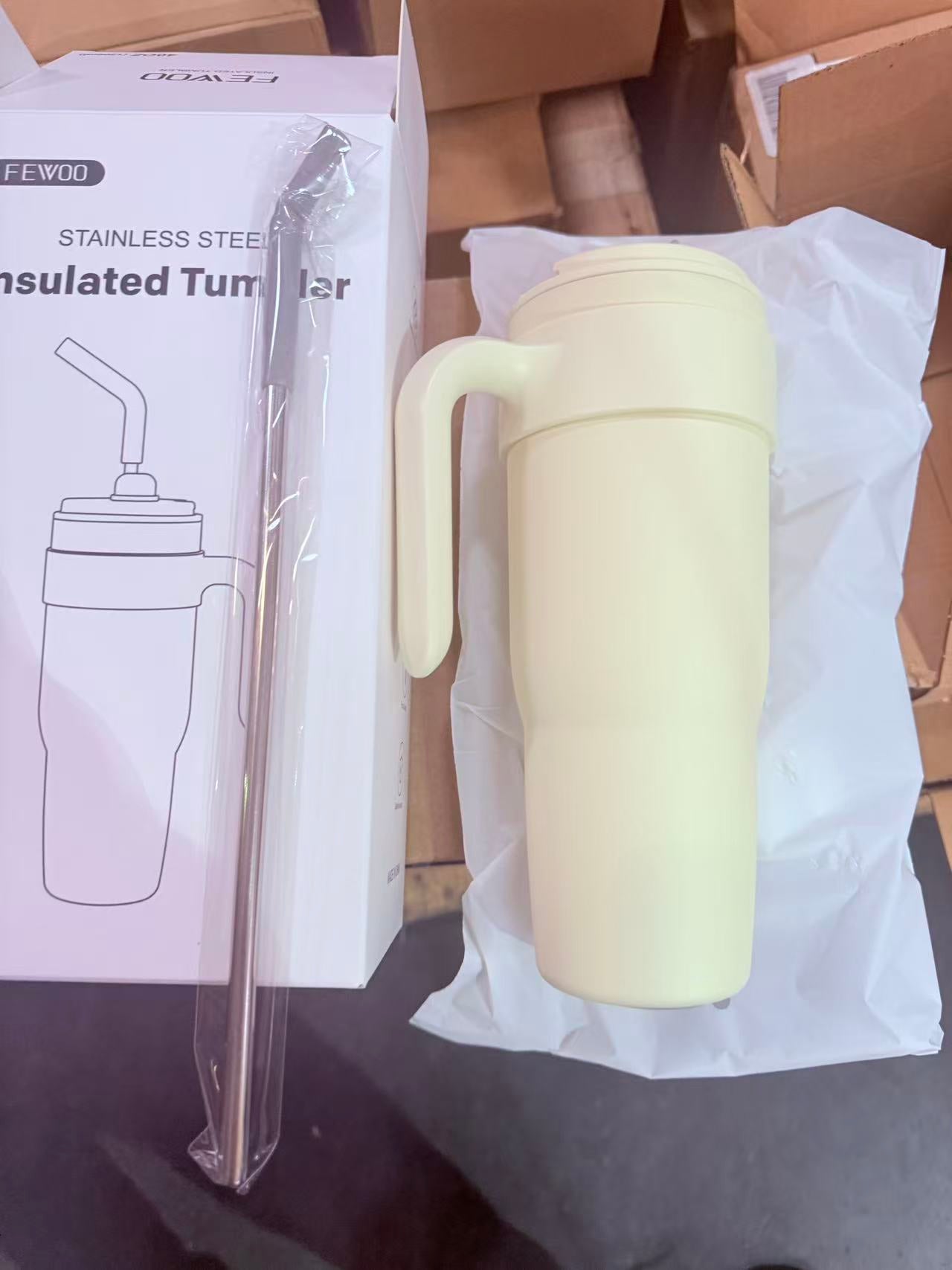 40oz Stainless Steel Tumbler with Handle and Straw, Travel Coffee Mug Stainless Steel Insulated ,Travel Mug with Lid, Spill Proof, Hot Beverage and Cold,