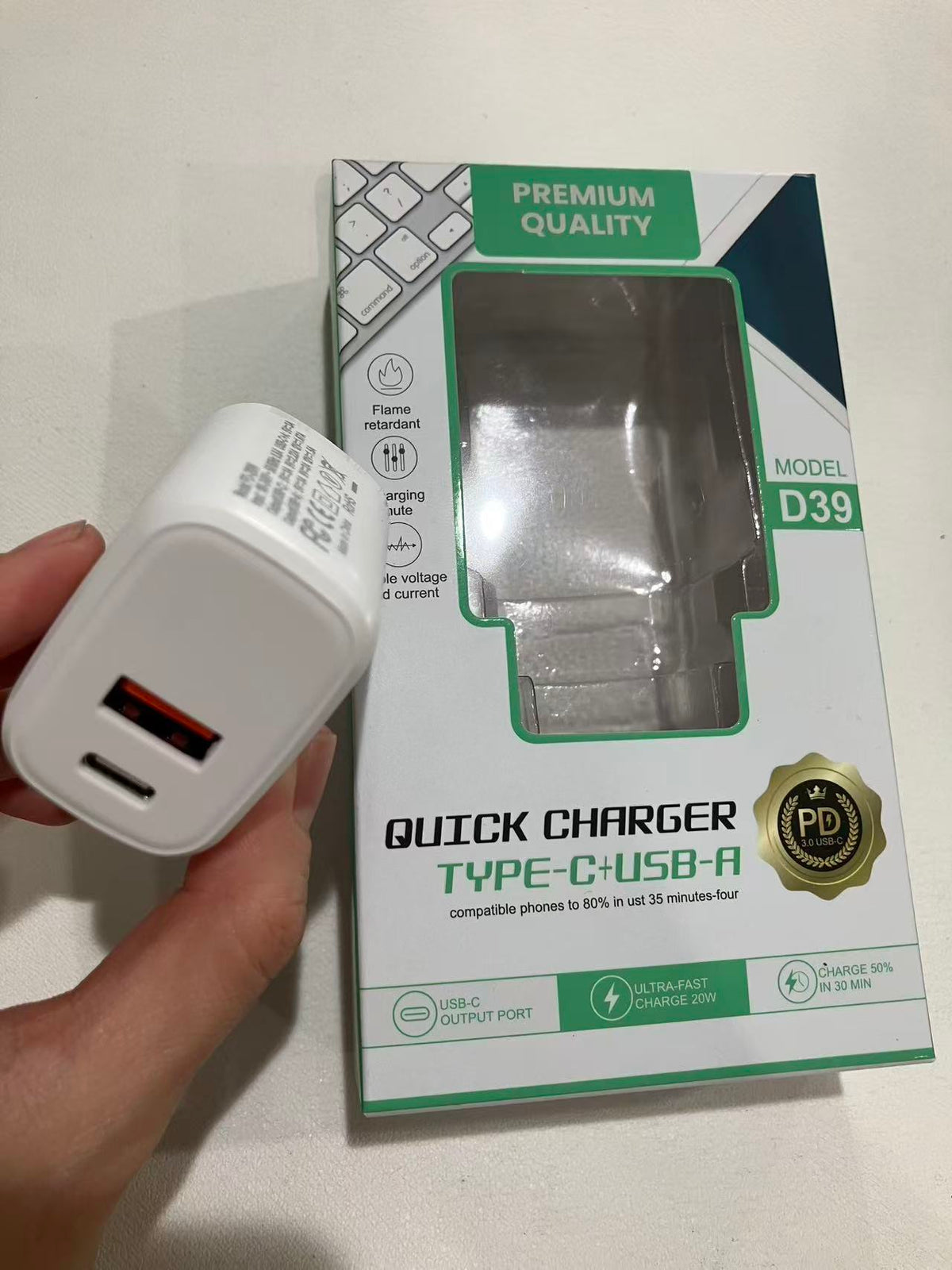 20W Dual Port PD Fast USB C Wall Charger Adapter + USB A Quick Charging Brick Plug Compatible with iPhone Air/17/16/15/14/13/12/11/Pro Max/Plus/XS/XR/X,iPad,AirPods