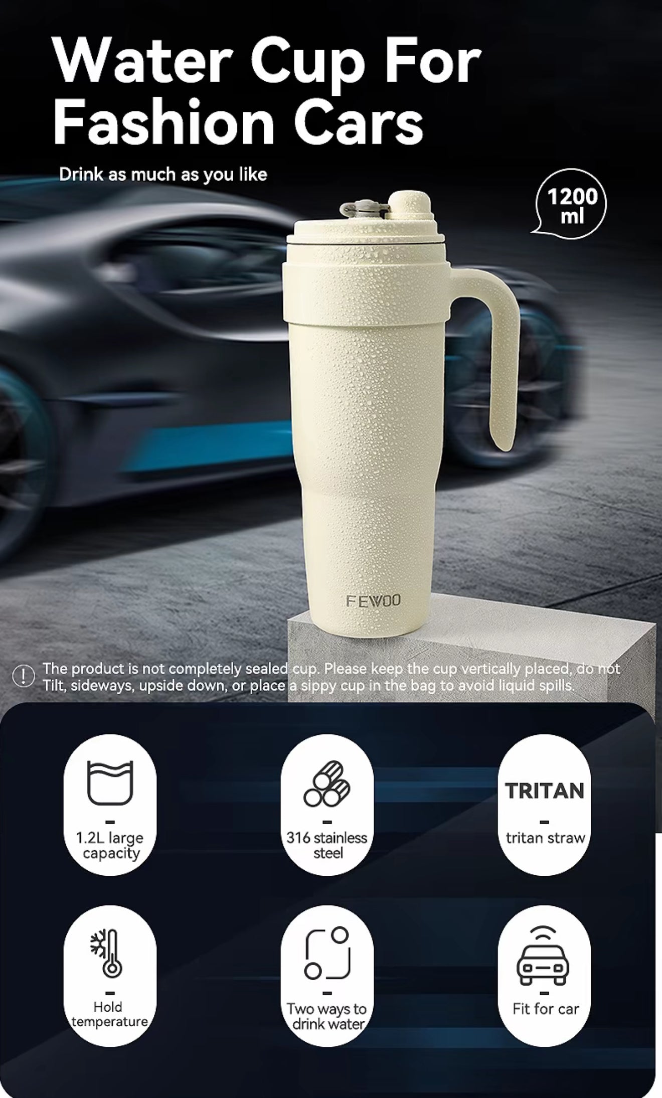 Tumbler With Lid And Straw Travel Coffee Mug Stainless Steel Insulated ,Travel Mug with Lid, Spill Proof, Hot Beverage and Cold,