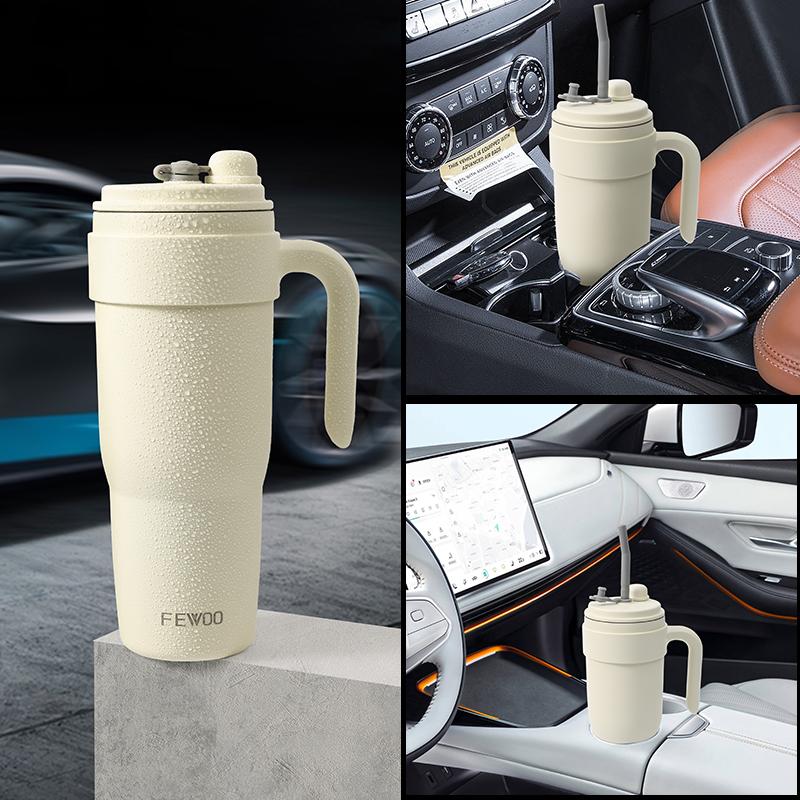 40oz Stainless Steel Tumbler with Handle and Straw, Travel Coffee Mug Stainless Steel Insulated ,Travel Mug with Lid, Spill Proof, Hot Beverage and Cold,
