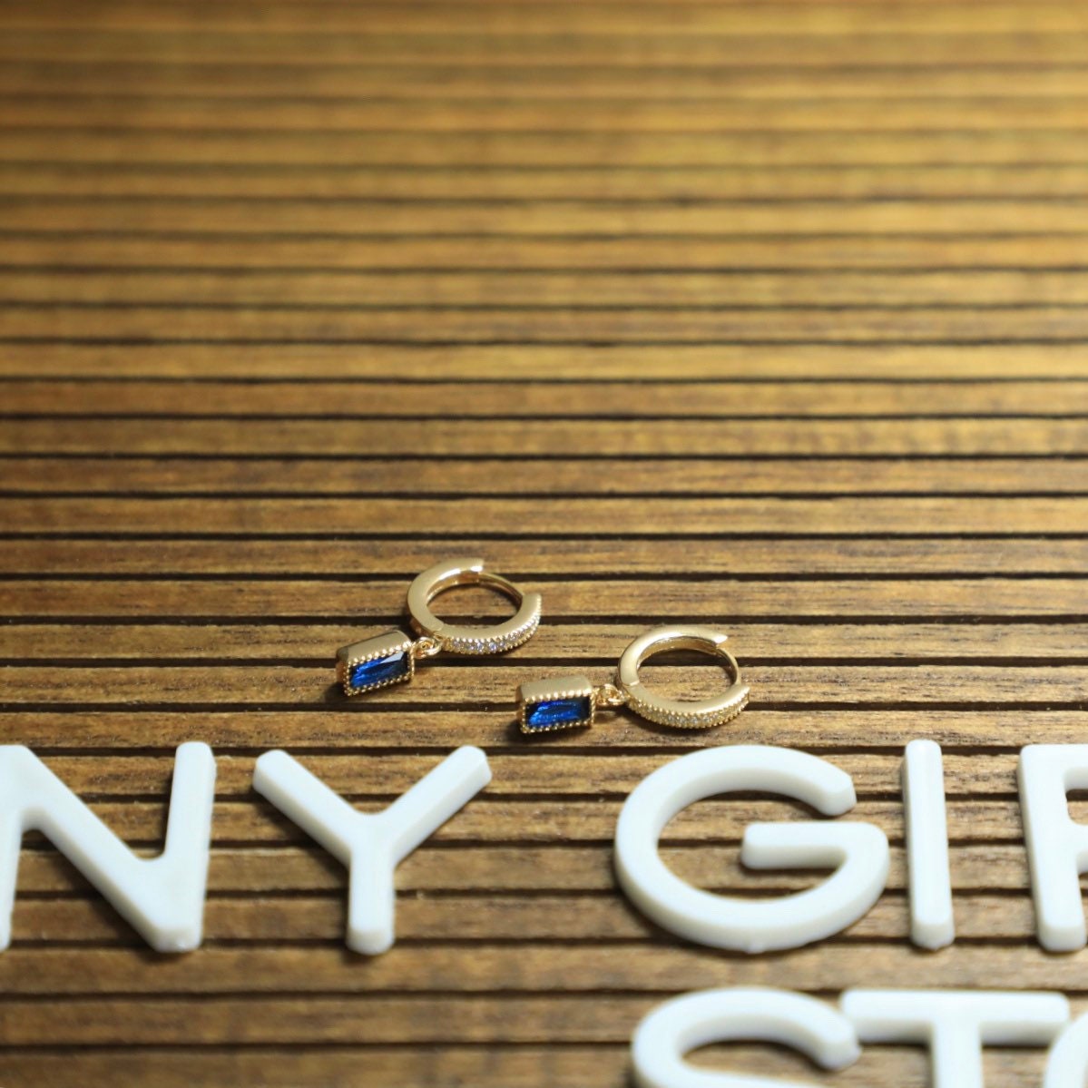 Earrings 925 sterling silver plated 18k gold Cubic Zirconia Christmas gif A09