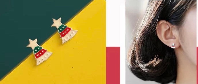 Christmas tree Sterling silver Stud earrings, Christmas gift includes gift box C08
