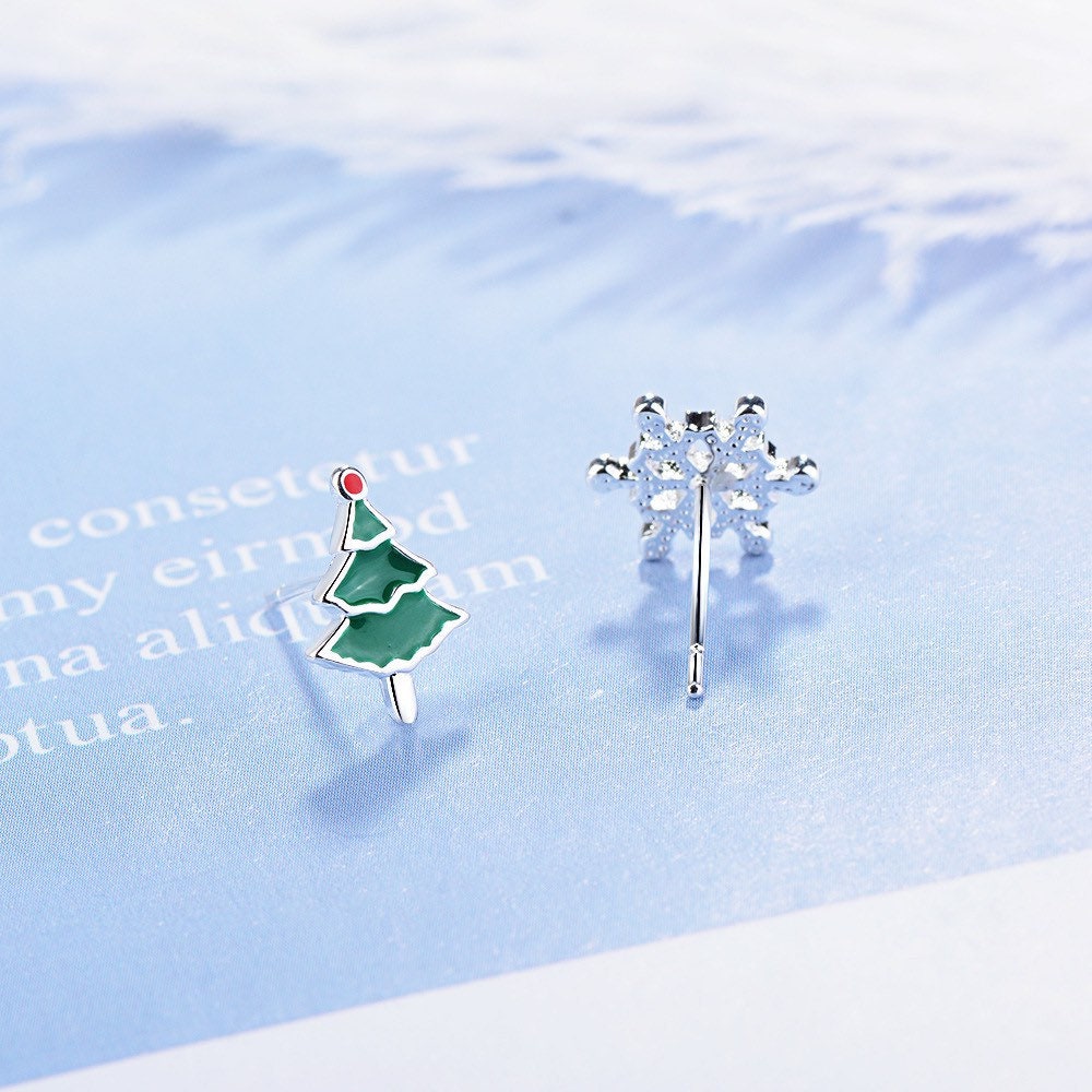 Christmas Sterling silver Stud earrings, Christmas gift includes gift box C12