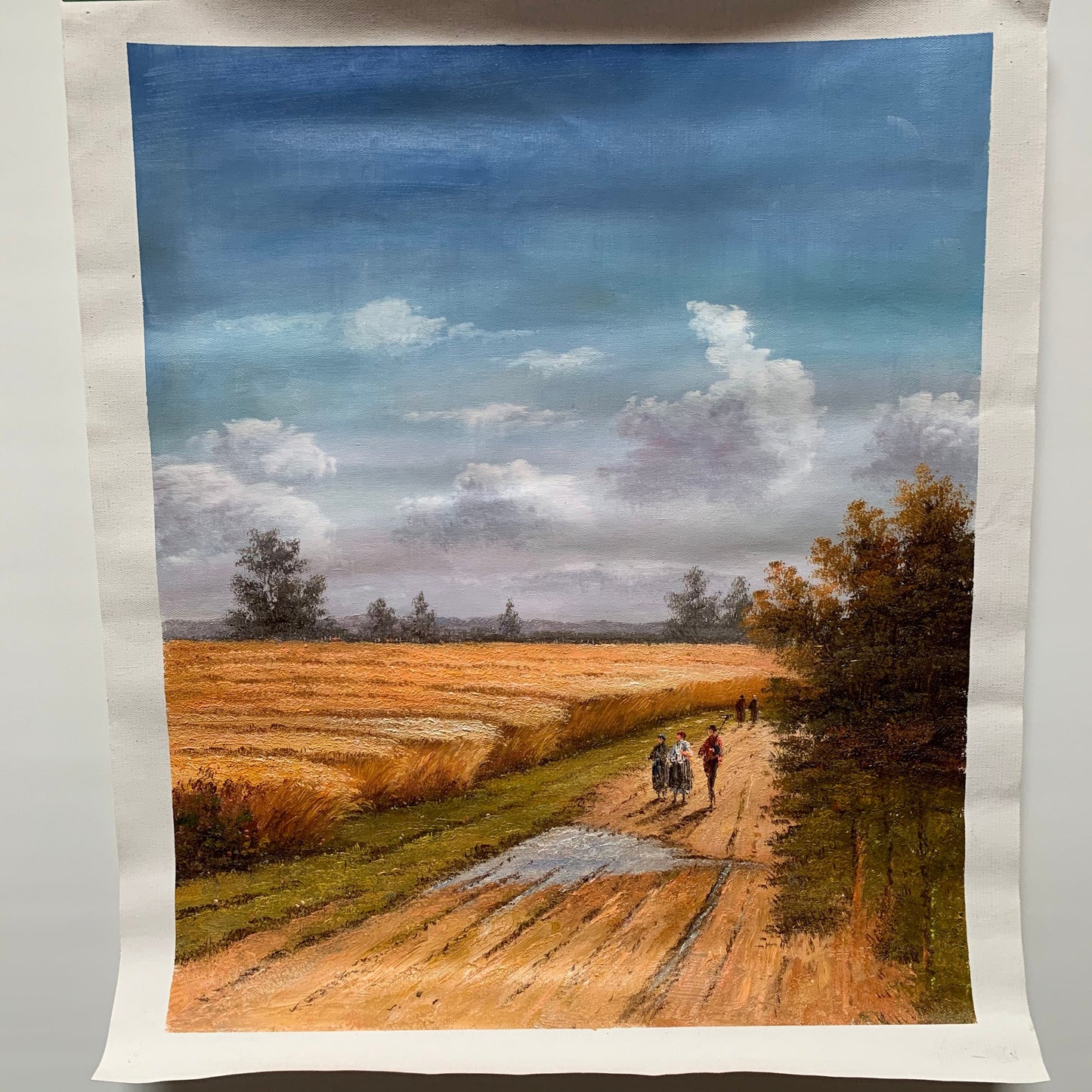 20in×24 in oil paintings Three people on the farm fine art 100% hand-painted The classical field