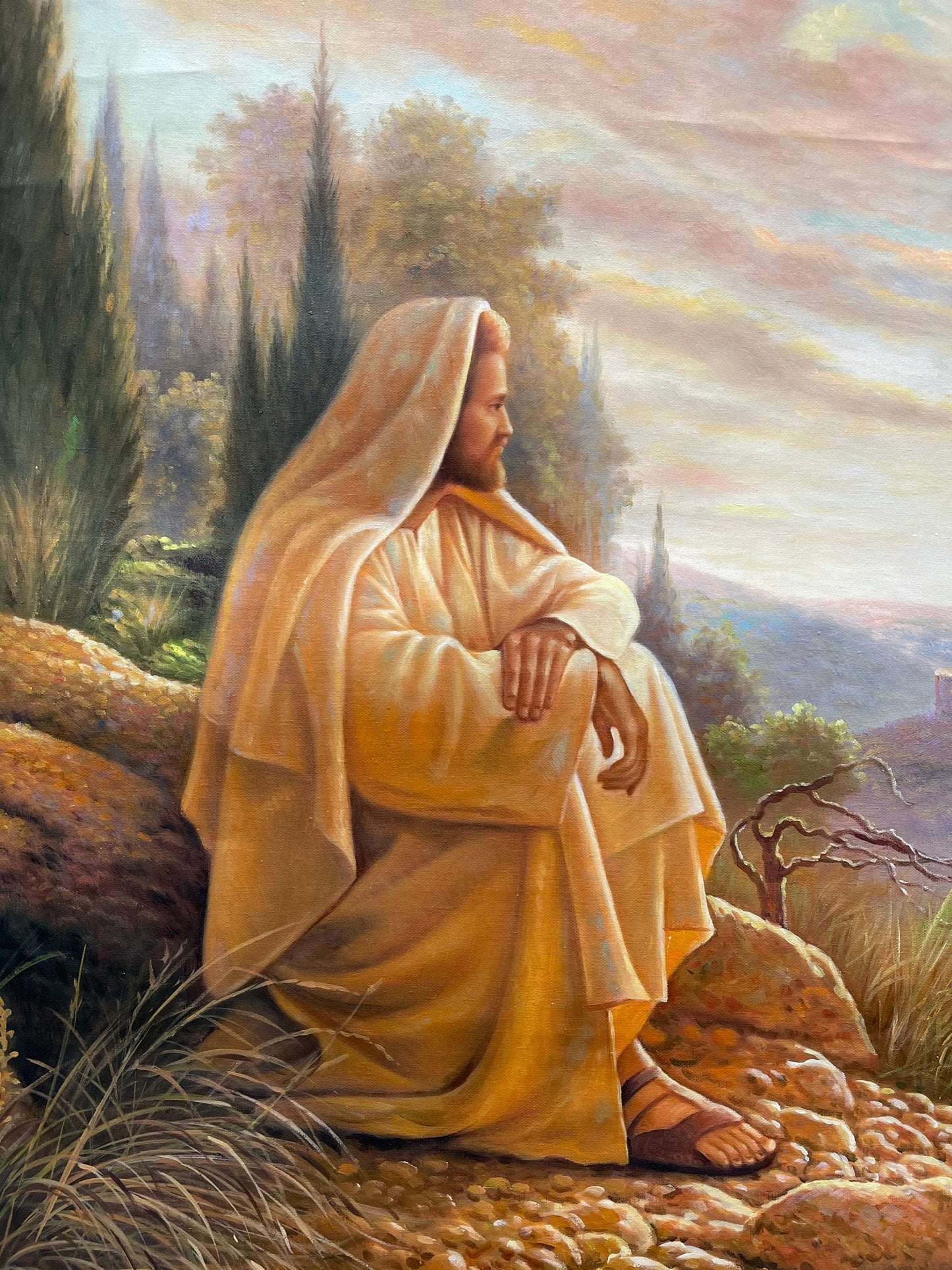 100% hand-painted 36in x24in Jesus oil paintings