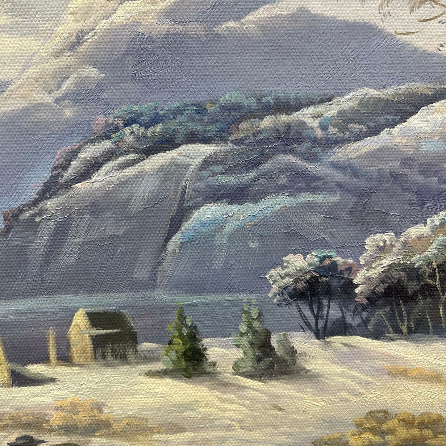23.5x35.5 inch oil paintings fine art 100% hand-painted Snow and river The classical field