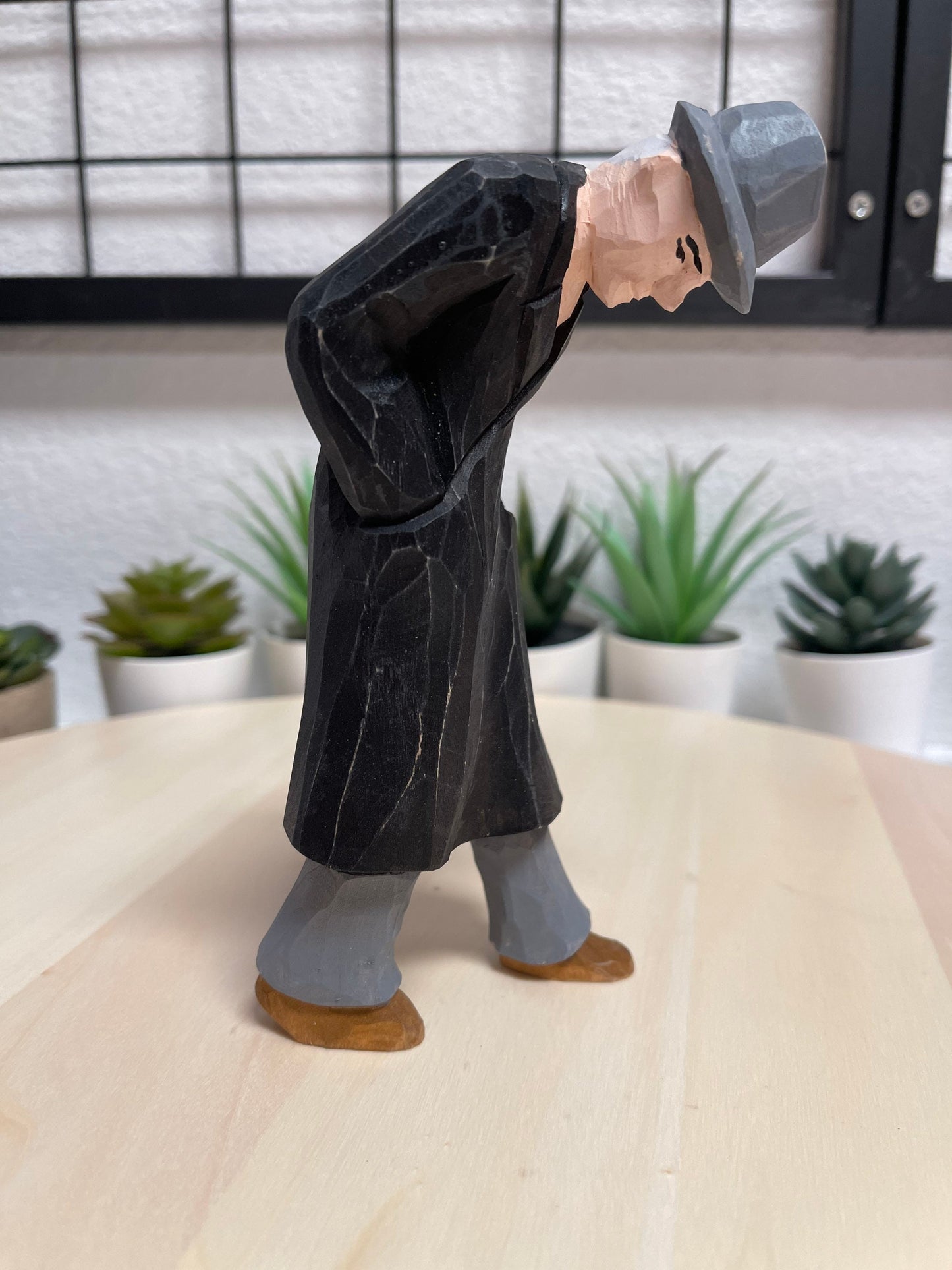 YEEYAYA man statue Wood sculpture woodcarving Hand Carved Wood Wooden Figurine home Decor Room decor
