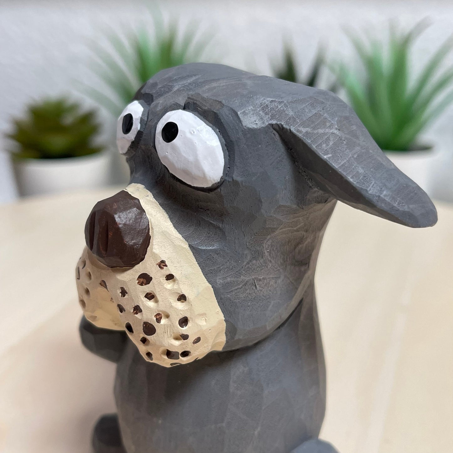 YEEYAYA Wood sculpture dazed dog Wood Dog puppy Home decor Wood statue Wood figurines room decor Hand Carved