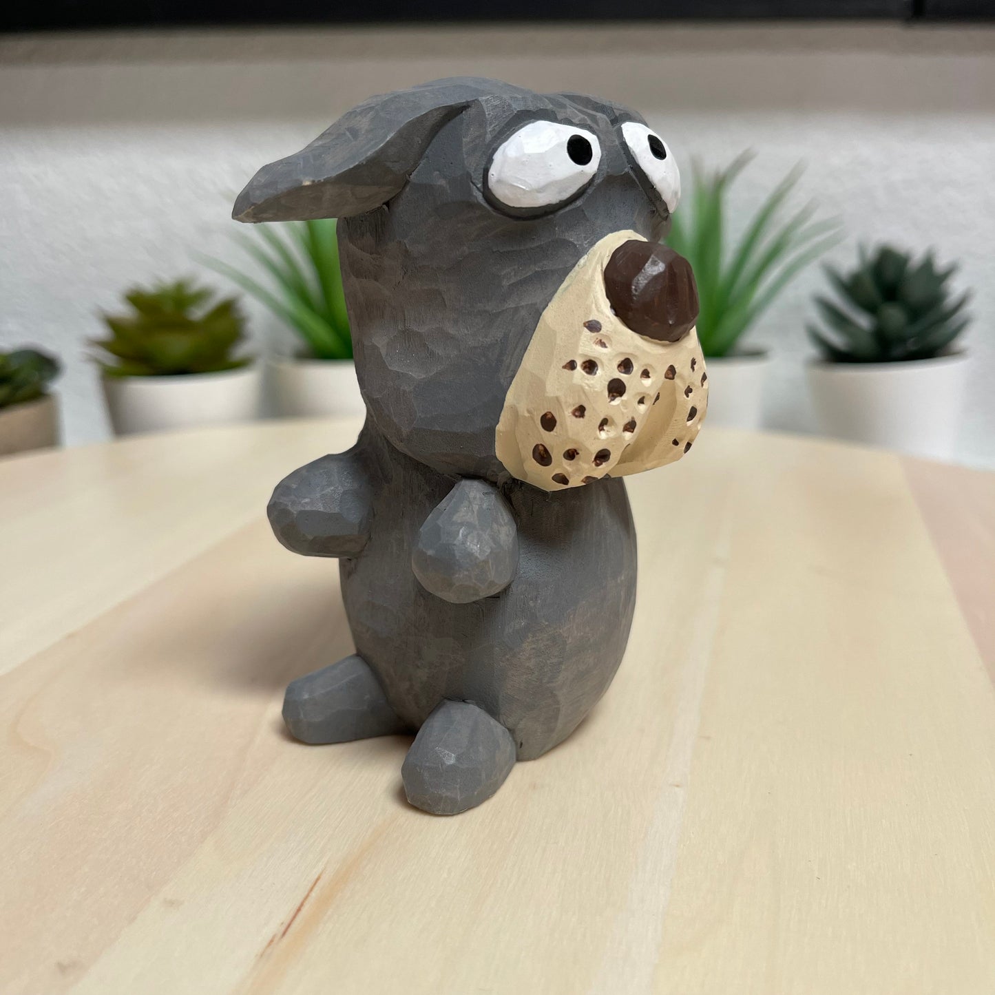 YEEYAYA Wood sculpture dazed dog Wood Dog puppy Home decor Wood statue Wood figurines room decor Hand Carved