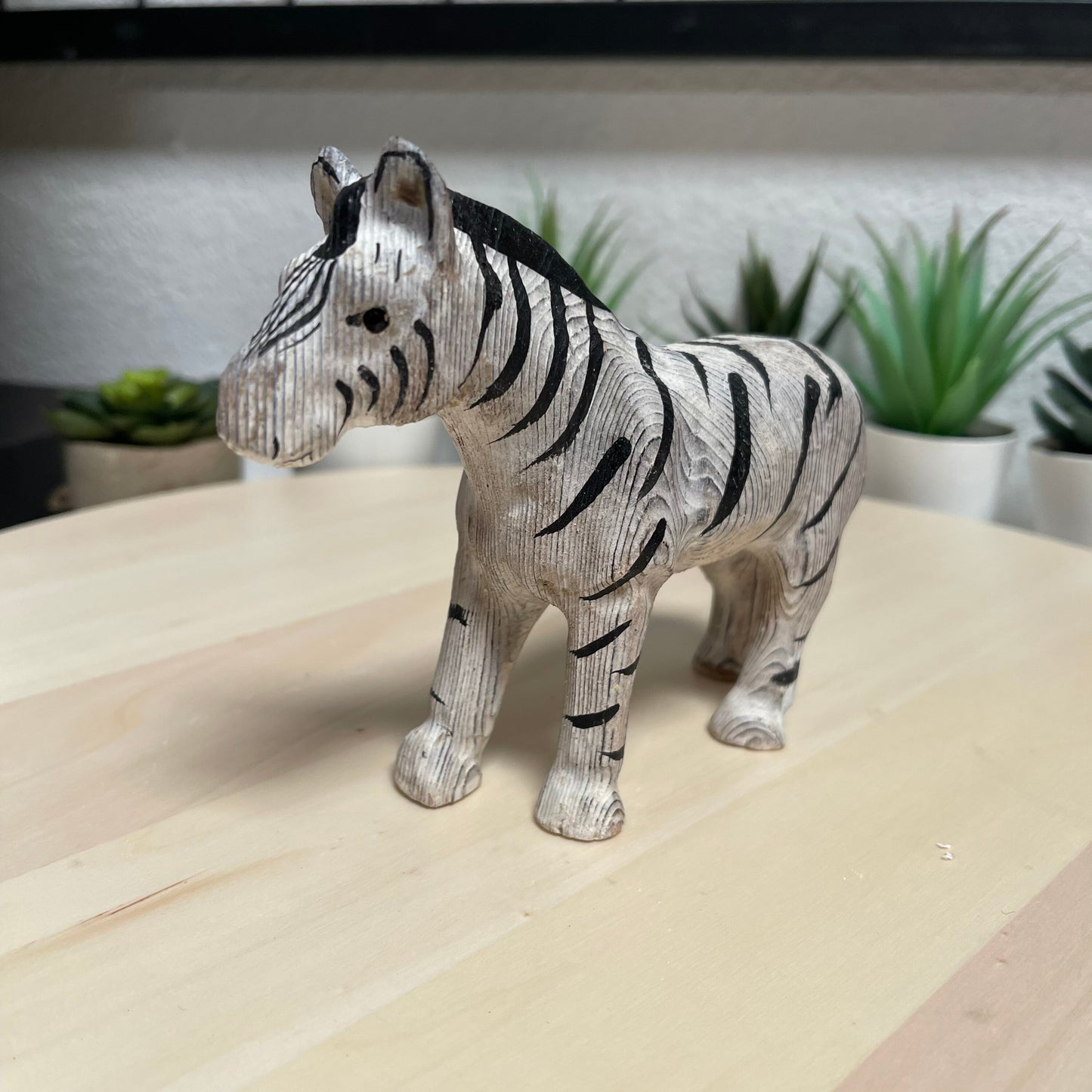 YEEYAYA Wood Zebra Wood sculpture Home decor Wood statue Wood figurines room decor Hand Carved wild animals Zoo