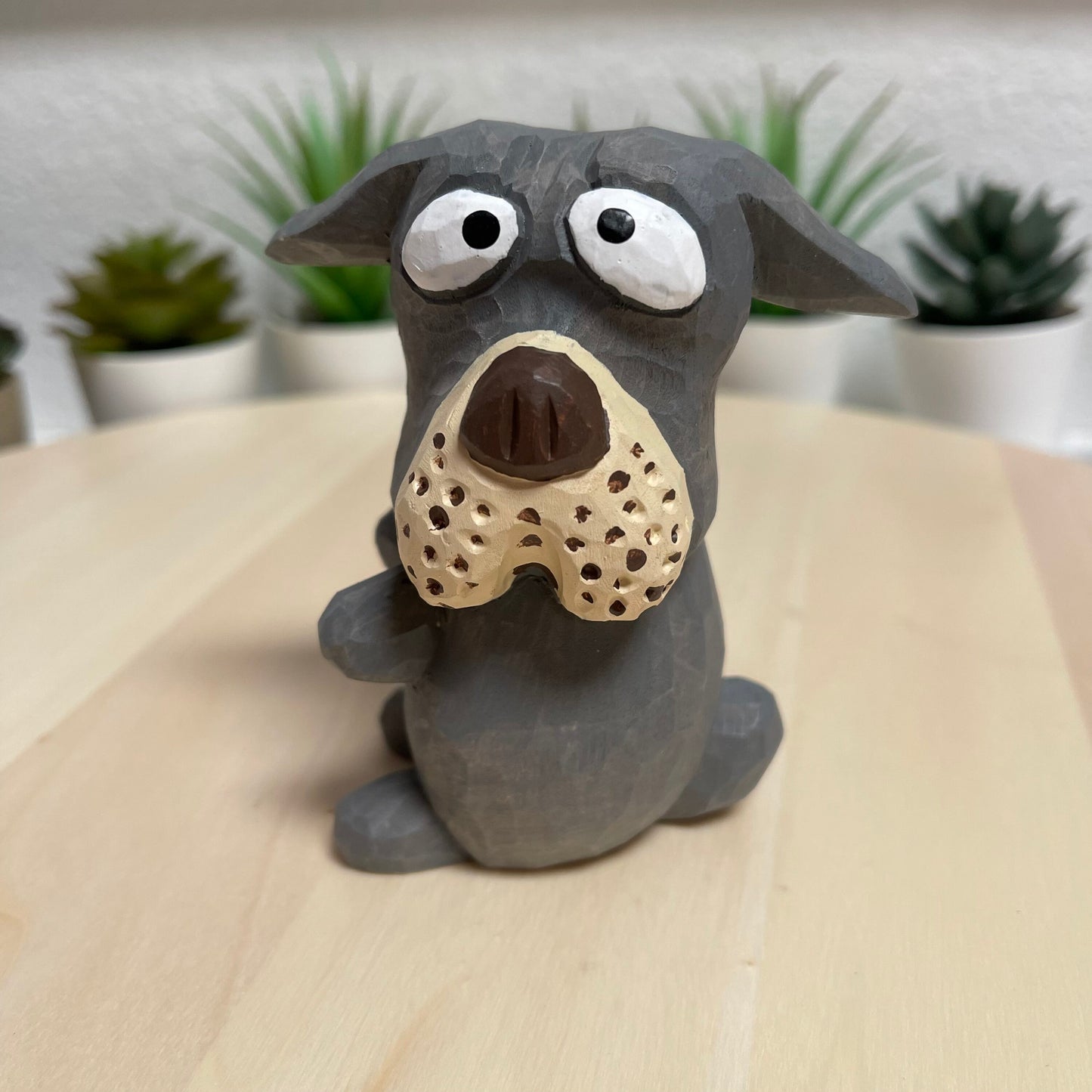 YEEYAYA Wood sculpture dazed dog Wood Dog puppy Home decor Wood statue Wood figurines room decor Hand Carved